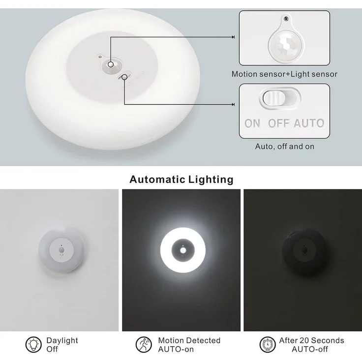 LA CUTE Schrankleuchte BrightGuard MotionLUX: Akku-LED-Deckenlampe - für Schrank & Flur, LED fest integriert, Kaltweiß, Automatische Bewegungserkennung – Bild 3