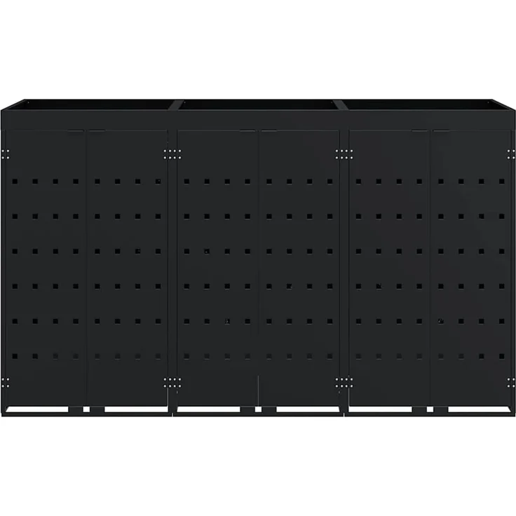 vidaXL Wagenmüllbehälter für 3 Behälter Schwarz 204 x 77,5 x 121,5 cm 3394739 – Bild 7
