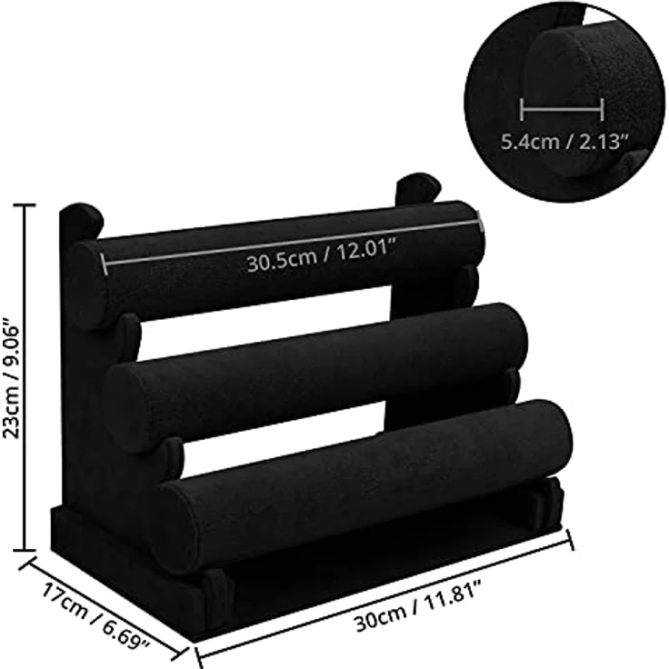 Kurtzy Schmuckständer Schmuck Organizer - 3-stufig, Schwarz - 30 x 17 x 23cm (1 St) – Bild 3