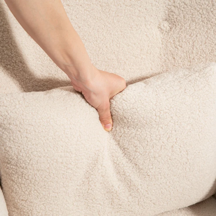 Akzentstuhl, Polstersessel mit Plüschbezug, Schaumstoffkissen, Ohrensessel, Beige--Beige--106x72x77cm--YOUDENOVA – Bild 10