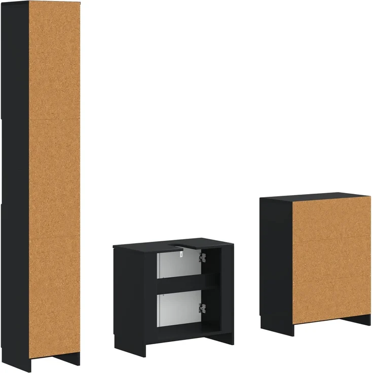 vidaXL 3-teiliges Badezimmer-Schranksystem UTRECHT Schwarz 3417487 – Bild 6