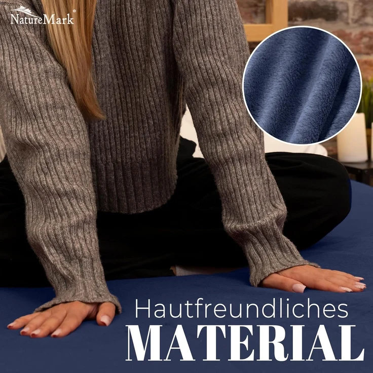 NatureMark Spannbettlaken Winter Thermo Fleece Spannbettlaken, 80% Baumwolle und 20% Polyester, Gummizug: rundum, (1 Stück), 180x200 cm bis 200x200 cm - Navy blau – Bild 6