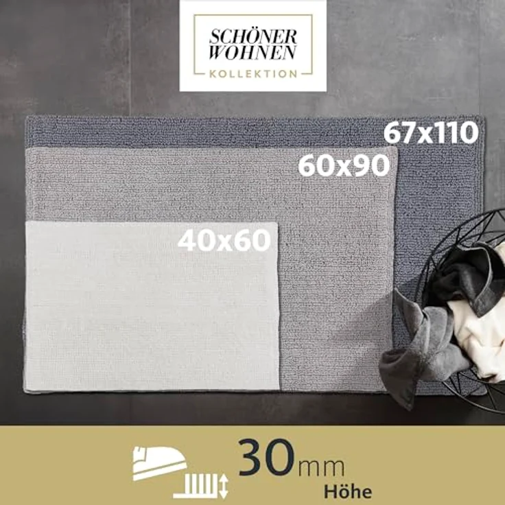 Schöner Wohnen Kollektion Badteppich 'Bahamas', creme, 60 x 90 cm, 100% Baumwolle, waschbar bei 40°C, Trocknergeeignet, wendbar – Bild 4