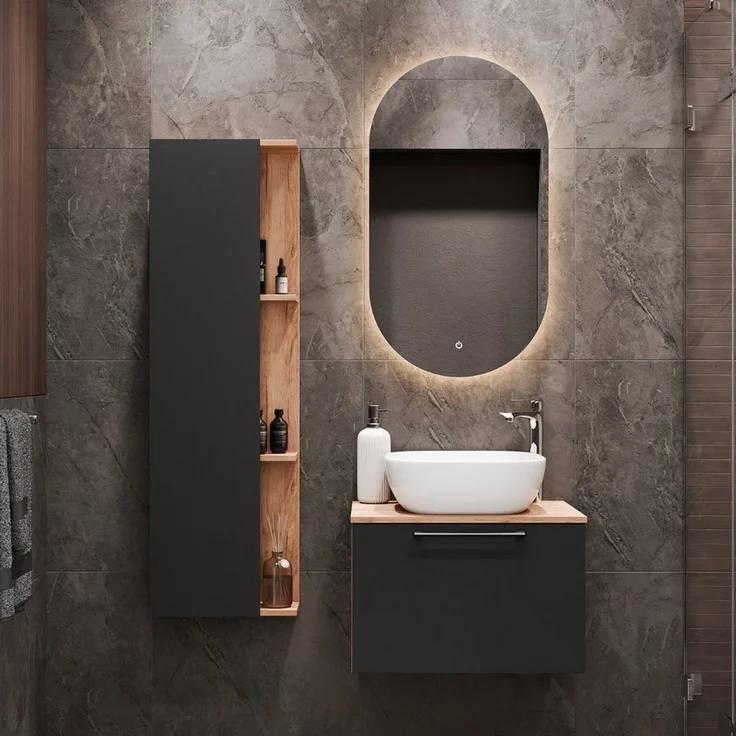 Planetmöbel Badmöbel-Set ASTRA Waschtischunterschrank 60 cm mit Seitenschrank, (Badezimmerschrank, 3-St, Waschbeckenunterschrank), Badezimmer Möbel im modernen Design – Bild 3