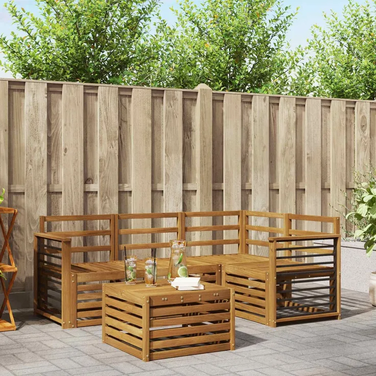 vidaXL Outdoor-Sofagarnitur 5 stk. 4-Sitzer Natur Massivholz Akazie 3374779