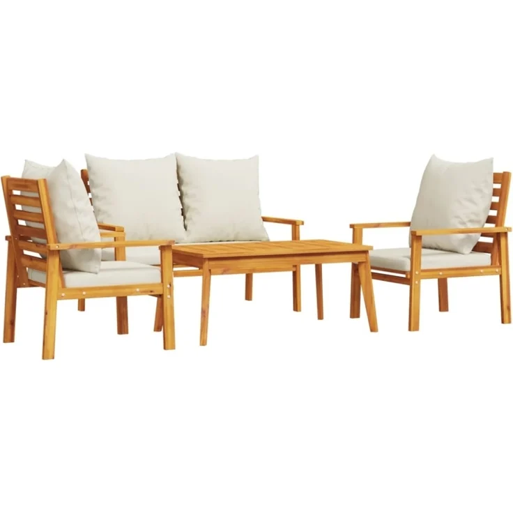 vidaXL 4-tlg. Garten-Lounge-Set mit Kissen Massivholz Akazie 3211795 – Bild 3