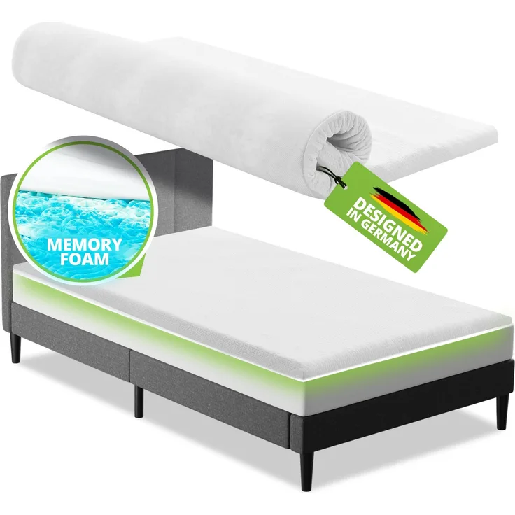 Juskys orthopädischer Topper 90 x 200 cm – 7 Zonen Matratzenschoner aus Memoryschaum – Matratzenauflage 7 cm dick H2 bis H3 für Boxspringbett
