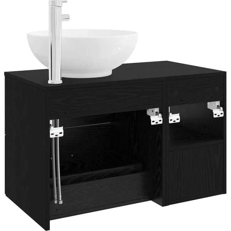 vidaXL Badezimmerschrank-Set 2 stk. Schwarz Eichen-Optik 3403913 – Bild 6
