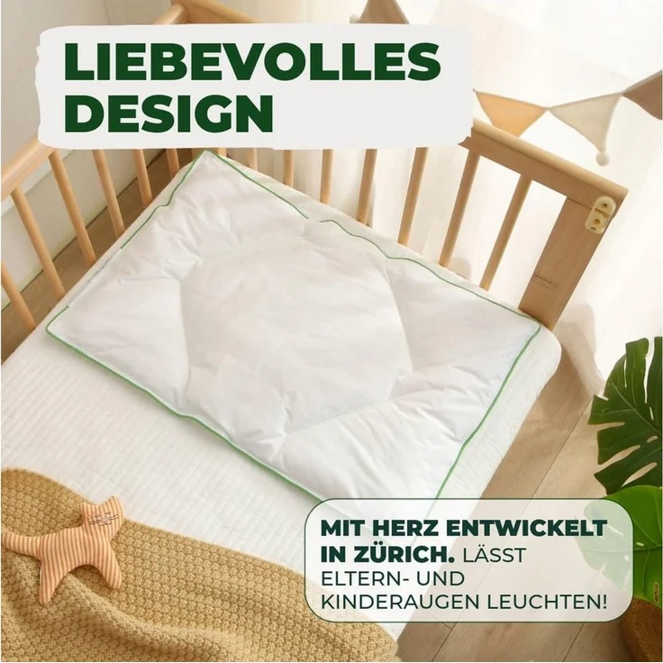 Welldora Kopfkissen Kinderkissen 40x60 cm flach für Kinder 1–6+ Jahre aus Baumwolle, OEKO-TEX® Standard 100 Certificate 17. HNC. 28158 – Bild 4