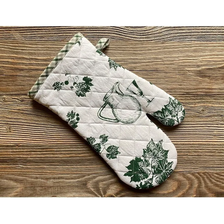 matches21 HOME & HOBBY Topflappen Ofenhandschuh ELENI Wein Trauben Karo grün 17x33 cm, (1-tlg)