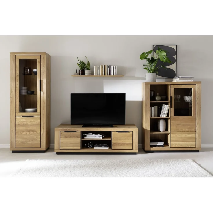 Lowboard >GRENO< in natur geölt, Wildeiche teilmassiv - 163x52x54cm (BxHxT) – Bild 7