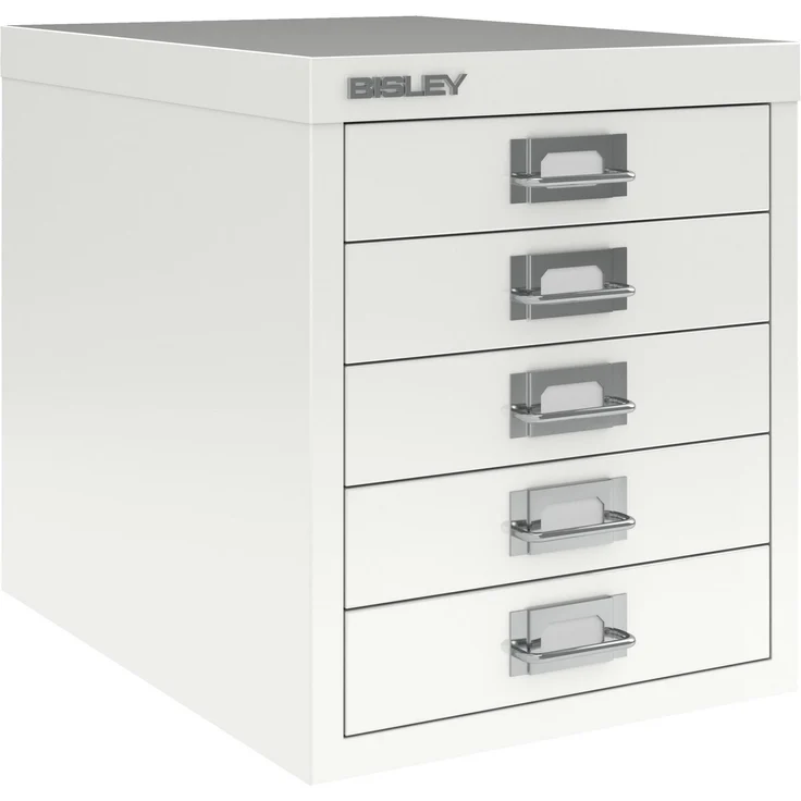 Bisley Schubladenschrank aus Metall für DIN A4 in verkehrsweiß Schrank mit 5 Schubladen Büroschrank Werkzeugschrank, L125-696 – Bild 1