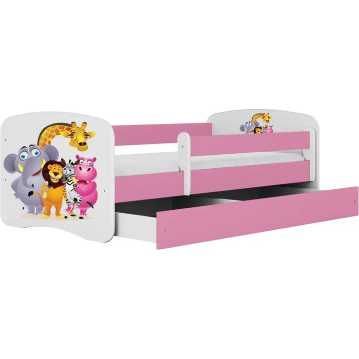 Raumhirsch Furniture Kinderbett 70x140, 80x160, 80x180 cm - Komplettset mit Matratze & Schublade (Bett für Mädchen, Einzelbett für Kinder von 2-12 Jahren, Rausfallschutz und Lattenrost), verschiedene Farben & Designs – Bild 3