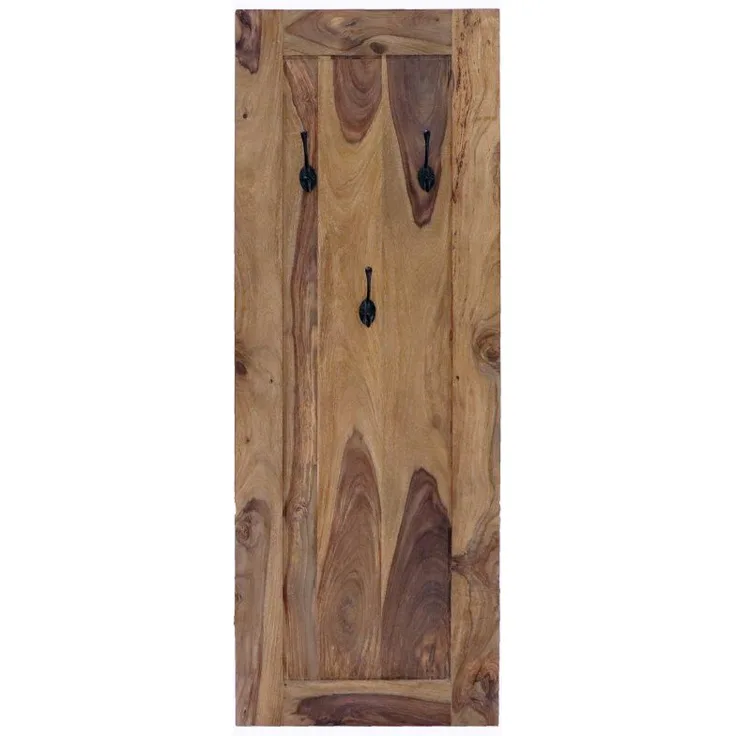 Wandgarderobe mit 3 Haken Rami 50x140x2,5 aus indischem Sheesham-Massivholz