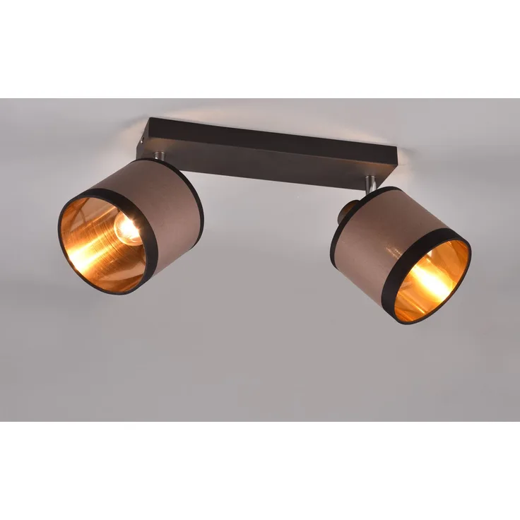 Wand- & Deckenstrahler DAVOS mit Stoffschirmen in Taupe/Gold, Breite 35cm