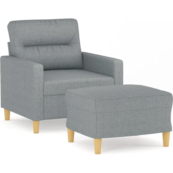 vidaXL Sessel mit Hocker Hellgrau 60 cm Stoff 3201065