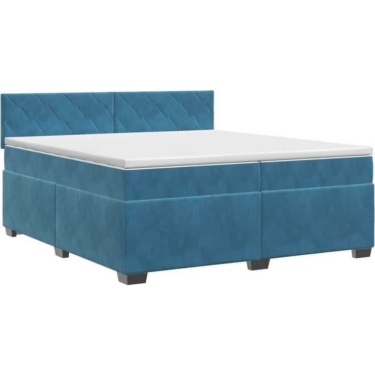 vidaXL Boxspringbett mit Matratze Dunkelblau 200 x 200 cm Samt 3450792 – Bild 2