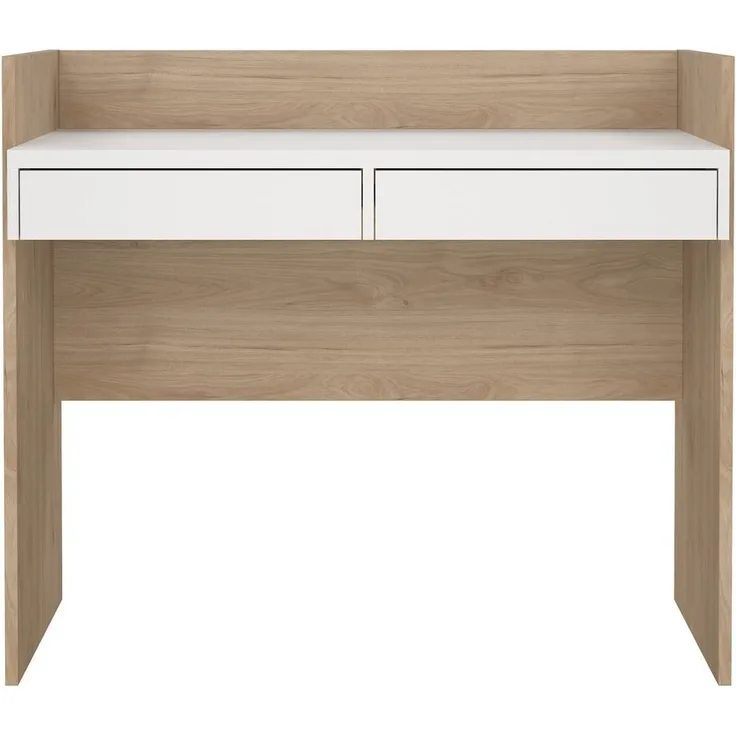 Calicosy 'FUNCTION' Büro mit 2 Schubladen, Dekor Eiche und Weiß L102,1 cm - Weiß
