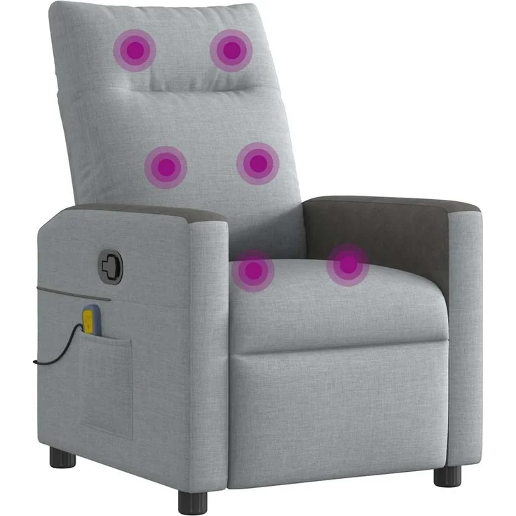 vidaXL Massagesessel Hellgrau Stoff 4104832 – Bild 6
