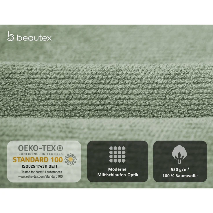 Beautex Handtuch Set Handtuch Set, Made in Europe, Frottier, (Multischlaufen-Optik, Frottier Premium Set aus 100% Baumwolle 550g/m) – Bild 3