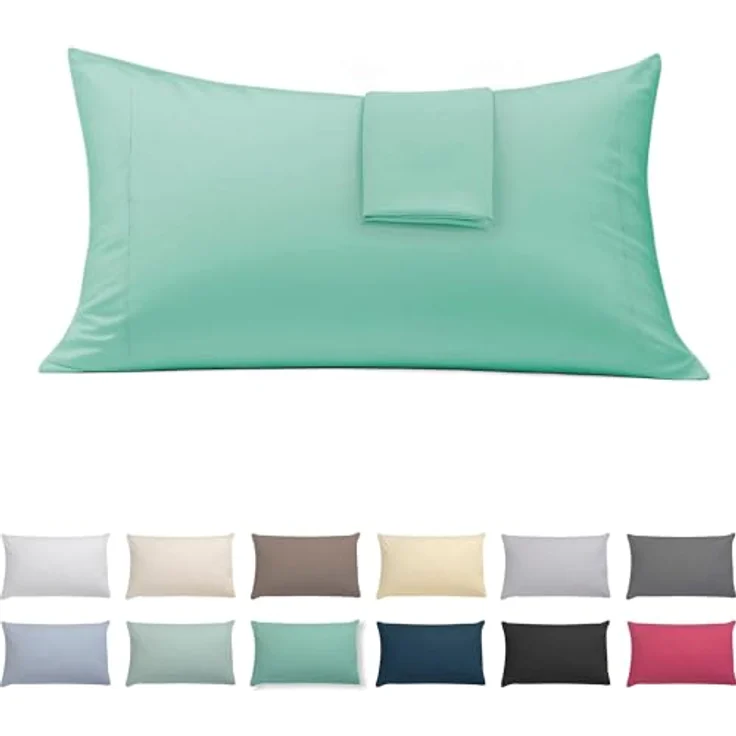 ECOMMERC3 Packung mit 2 Kissenbezügen, 45x100 cm, extra weich und bequem, Aquamarin, atmungsaktiv, leicht zu waschen – Bild 2