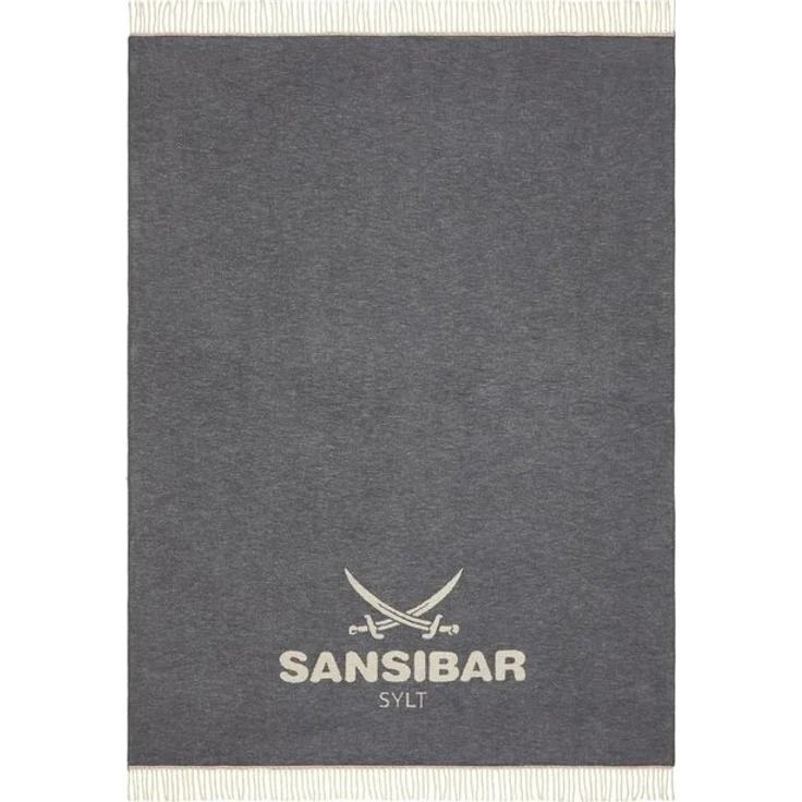 Plaid Wohndecke Jacquard Scotch Decke mit dekorativem Logo und Fransen, Sansibar Sylt, Wohndecke mit eingefasster Ziernaht und Fransen – Bild 4