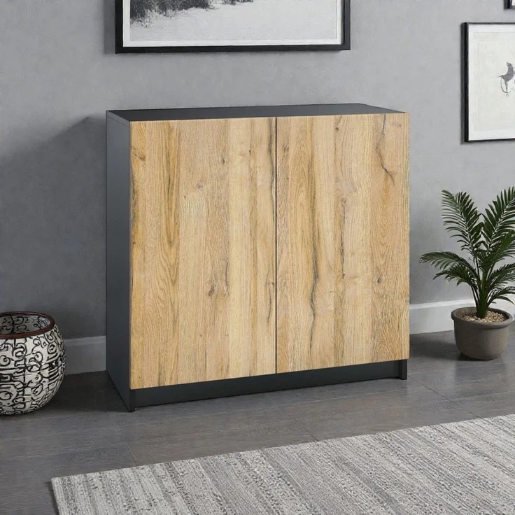 InnoFurn Kommode Elona Bürokommode (Aktenkommode, Schwarz matt (82 x 78 x 37 cm), Büroschrank mit Soft-Close & Push-to-Open – Bild 2