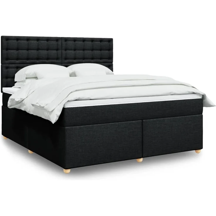 vidaXL Boxspringbett mit Matratze Schwarz 180x200 cm Stoff 3293675 – Bild 1