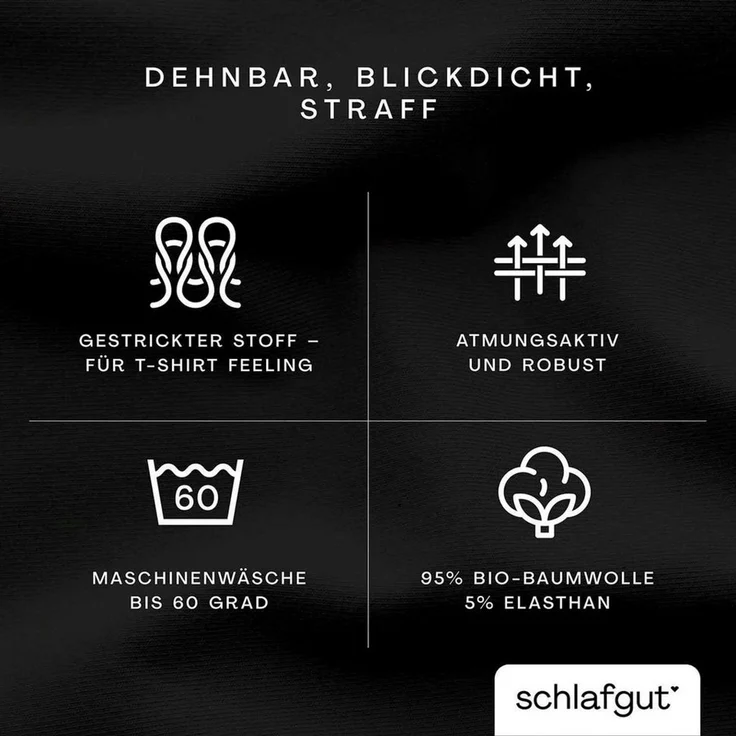 Schlafgut 'PURE TOPPER' Spannbettlaken, für Topper bis 10 cm Höhe, Off-black, XL 180x200 cm - 200x220 cm, 100% Bio-Baumwolle – Bild 3
