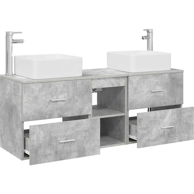 vidaXL Badezimmerschrank-Set 3 stk. Betongrau 129 x 41 x 80 cm 3405822 – Bild 4