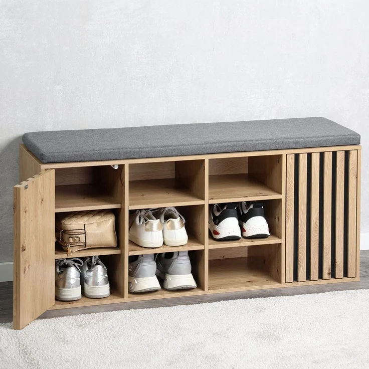 KESPER 1594713 Schuhschrank mit Sitzkissen, braun, Spanplatte FSC, 103 x 29,5 x 48 cm – Bild 3