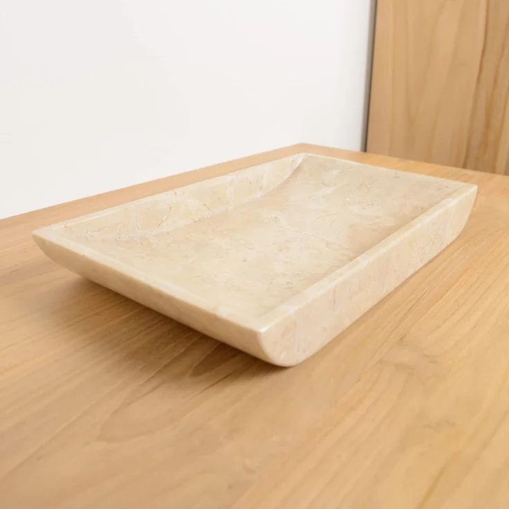 wohnfreuden Dekotablett Marmor Schale rechteckig creme 30 cm, 1349 – Bild 6