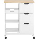 SoBuy FKW79-W Küchenwagen, MDF, Lackiert, Weiß, 67 x 84 x 37 cm