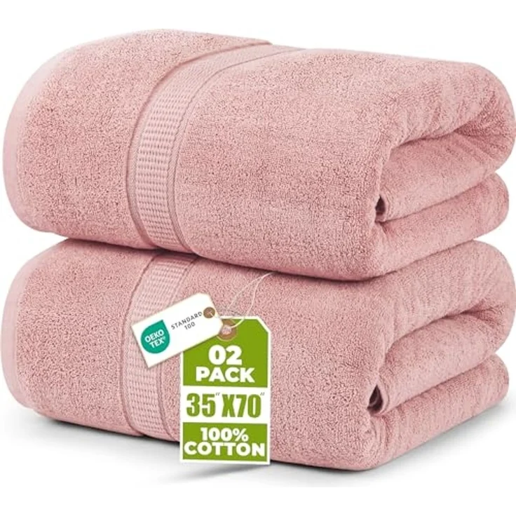Utopia Towels,Luxuriöses Jumbo-Badetuch, 2-teilig, 100% ringgesponnene Baumwolle, extra großes Badetuch – superweiches Hotel-Qualitätshandtuch (89x178 cm, Staubrosa) – Bild 1