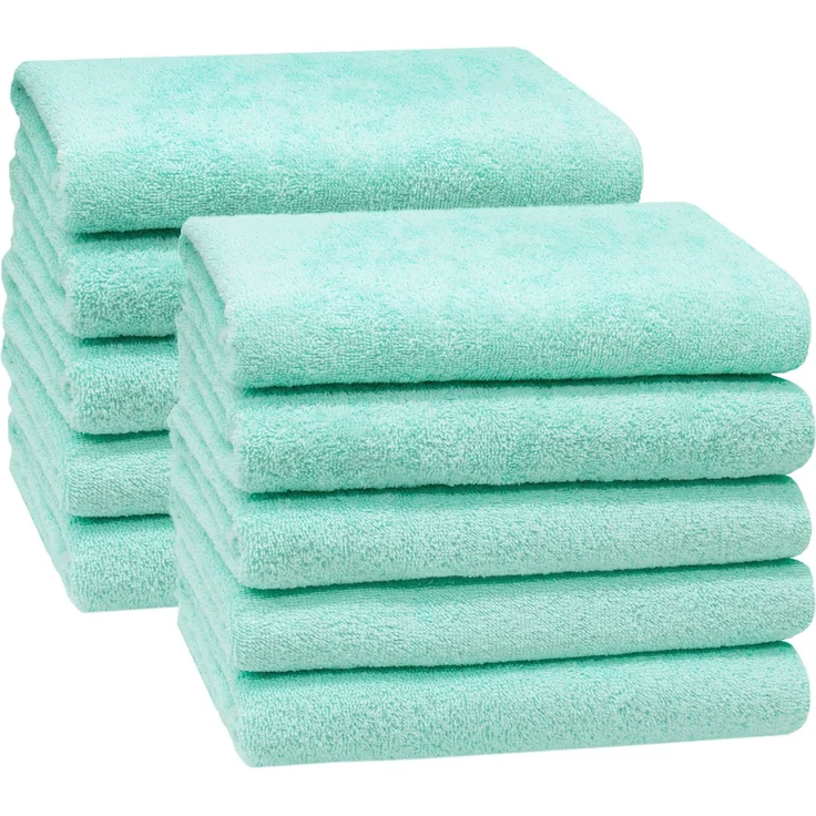 ZOLLNER 10er Set Handtücher, 50x100 cm, 100% Baumwolle, türkis (mint) – Bild 1
