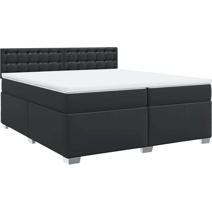 vidaXL Boxspringbett mit Matratze Schwarz 200x200 cm Kunstleder 3288436 – Bild 3
