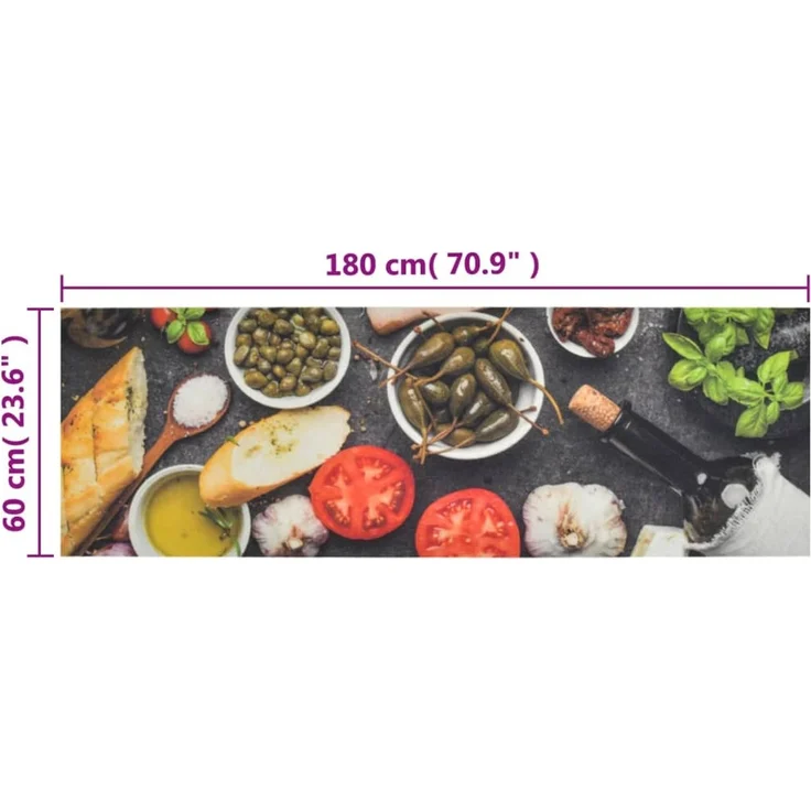 vidaXL Küchenteppich Waschbar Wein & Essen 60x180 cm Samt 136553 – Bild 5