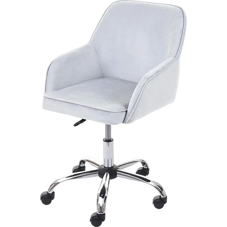 Mendler 'HWC-F82' Schreibtischstuhl, Retro Design, Samt grau, max. 150 kg