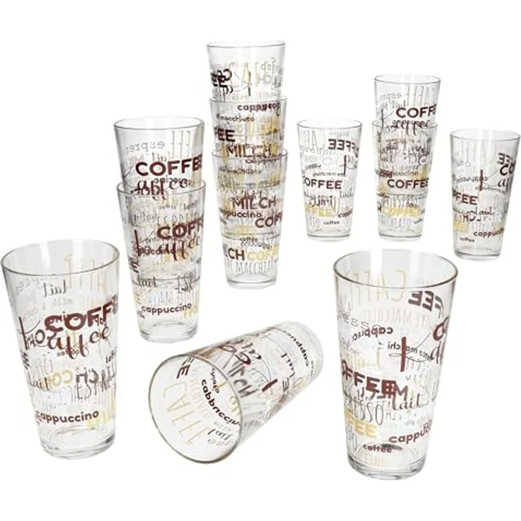 MamboCat Latte-Macchiato-Glas 12x Candy Latte Macchiato Gläser 380ml Schrift-Dekor stapelbar, Glas – Bild 2