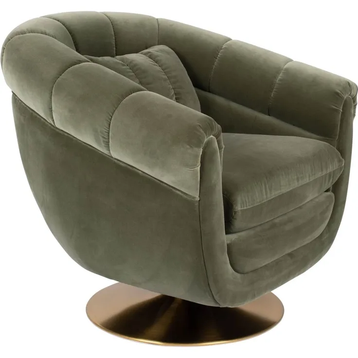 DutchBone Drehbarer Lounge Sessel MEMBER Samtstoff OLIVE Oliv 82x88x79 cm