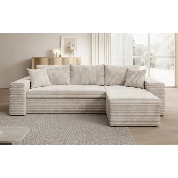 Luxusbetten24 Schlafsofa Designer Sofa Denver in Cord, mit Stauraum und Schlaffunktion