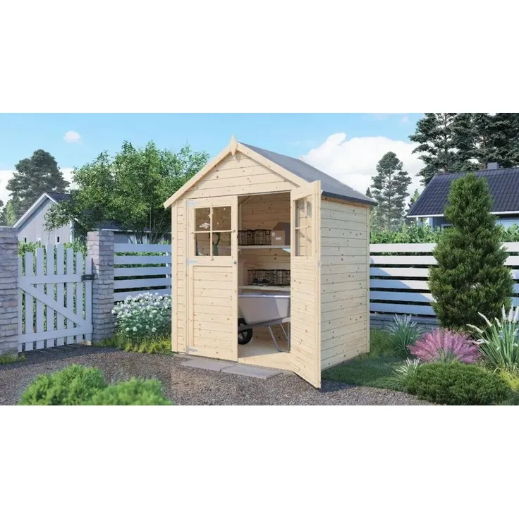 Alpholz Gerätehaus Osterbek Gerätehaus aus Holz Geräteschrank mit 14 mm Wandstärke Gartenhaus mit Montagematerial