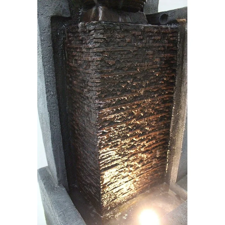 Arnusa Gartenbrunnen Großer Springbrunnen mit Beleuchtung Kaskade Wasserfall Krüge, 109cm Höhe – Bild 3