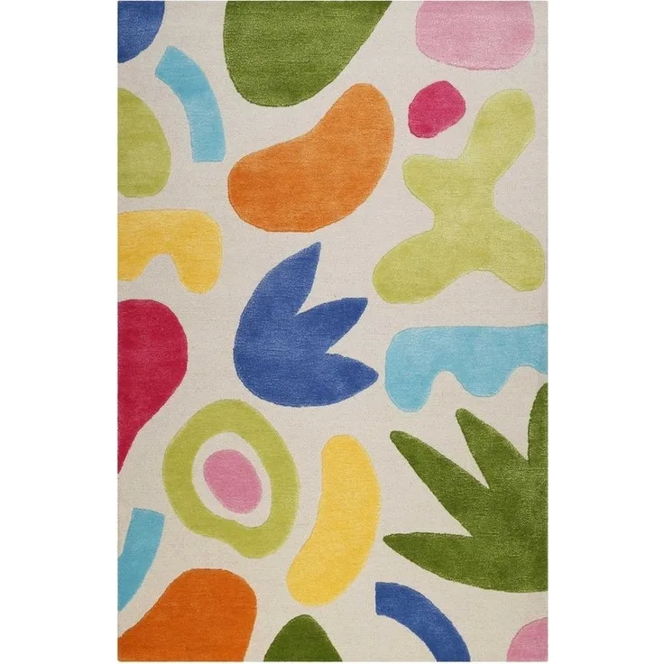 SMART KIDS Kinderteppich Kimi, rechteckig, Höhe: 1,2 mm, handgetuftet aus Naturfasern, bunt, abstraktes Design, Kinderzimmer