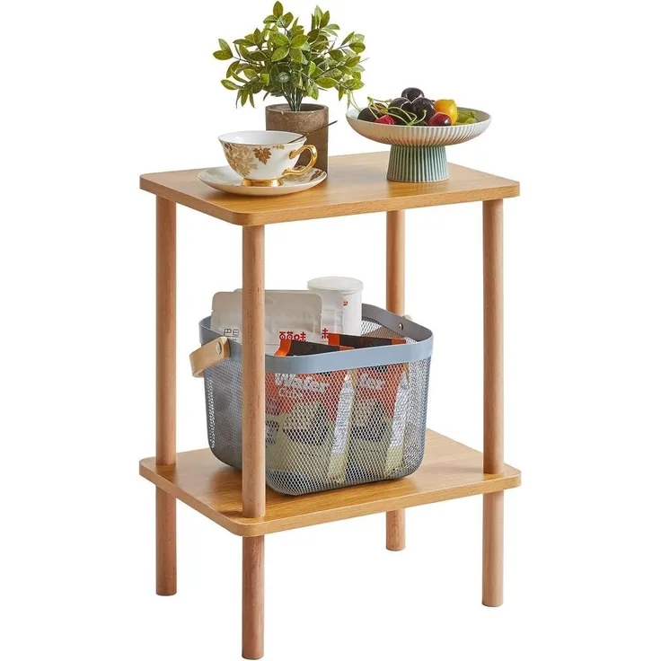 IBUYKE Holz Beistelltisch 2 Ebenen Nachttisch 39x29x53cm Schlafzimmer Wohnzimmer