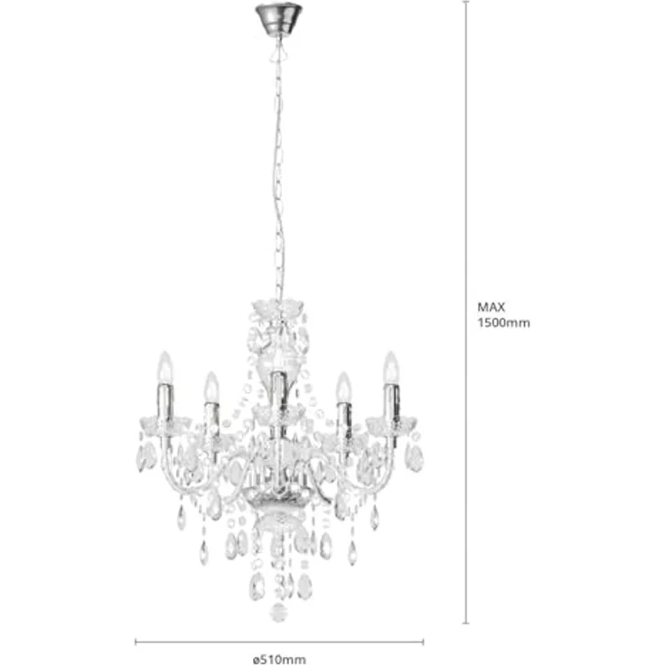 Lindby Kronleuchter Merida, Transparent IP20, 5 x 40 W – Bild 7