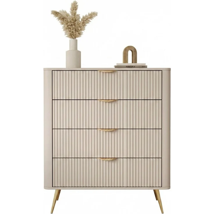 yourhouse24 Highboard Kommode Lante 88 cm – Beige / Kaschmir – Geriffelte Fronten (1 St, Ohne Dekoration) – Bild 1