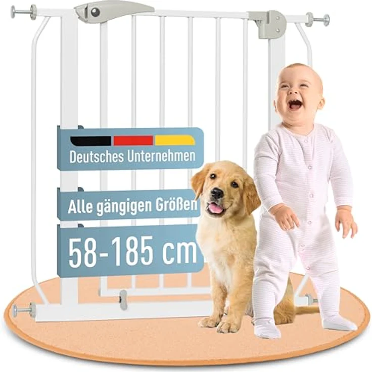 ib style® Berrin ! PREISSIEGER ! Treppengitter 58-175 cm | Ohne Bohren |Auto-Close| 90° Stop | Einhand Bedienung | 78-86 cm – Bild 2