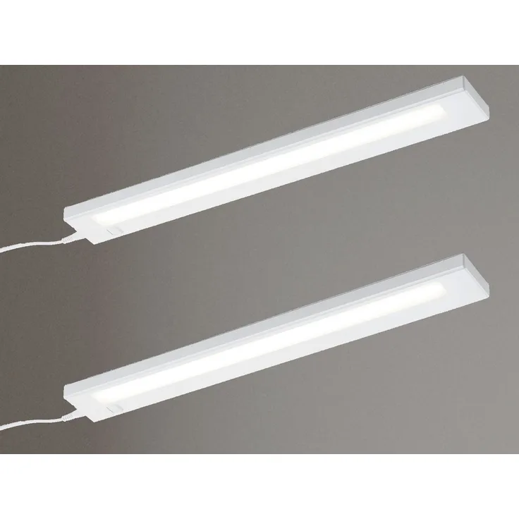 2er SET LED Unterbauleuchten flach mit 230V Direktanschluss, Länge 55cm