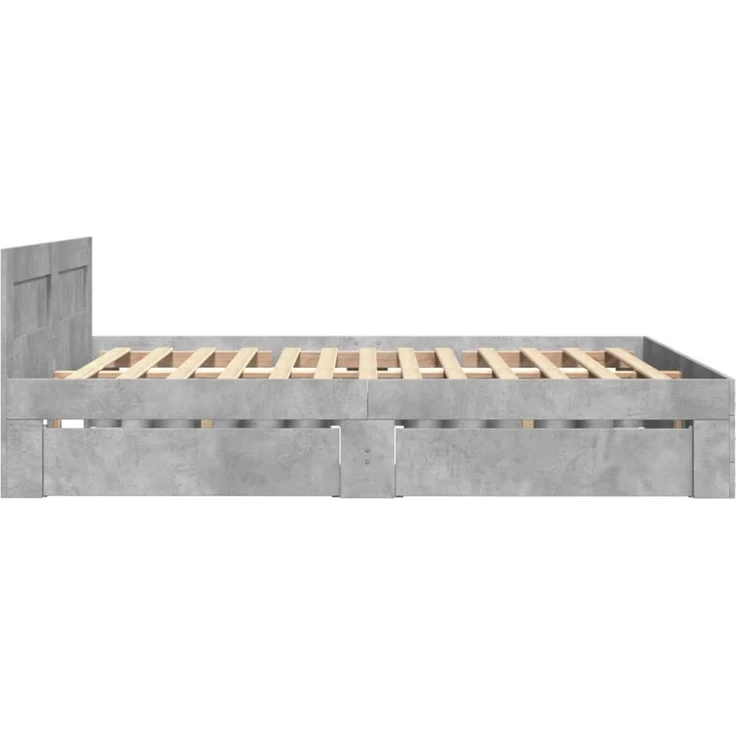 vidaXL Bettgestell mit Kopfteil Betongrau 140x200 cm Holzwerkstoff 3295565 – Bild 5